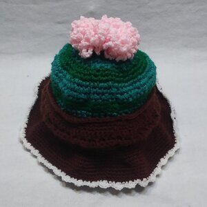 Crochet Flowered Potted Cactus Hat